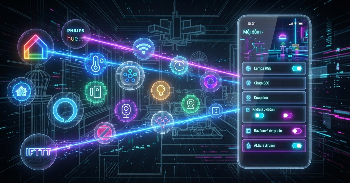 Smart home controlled from a mobile app – lights, cameras, locks and sensors